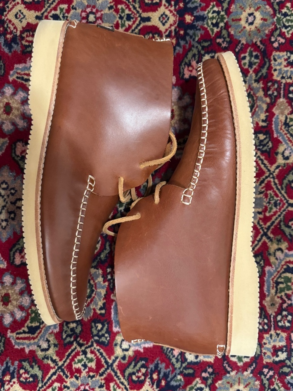 Share Yogi Lucas Brown Leather Moc Toe Vibram Chukka Boots UK 11 US 12 Portugal